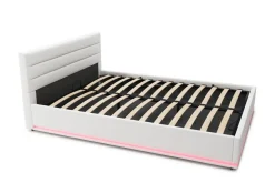 Lederbett LED STARDUST 140 x 200 cm weiss