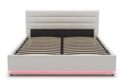 Lederbett LED STARDUST 140 x 200 cm weiss