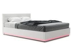 Lederbett LED STARDUST 140 x 200 cm weiss