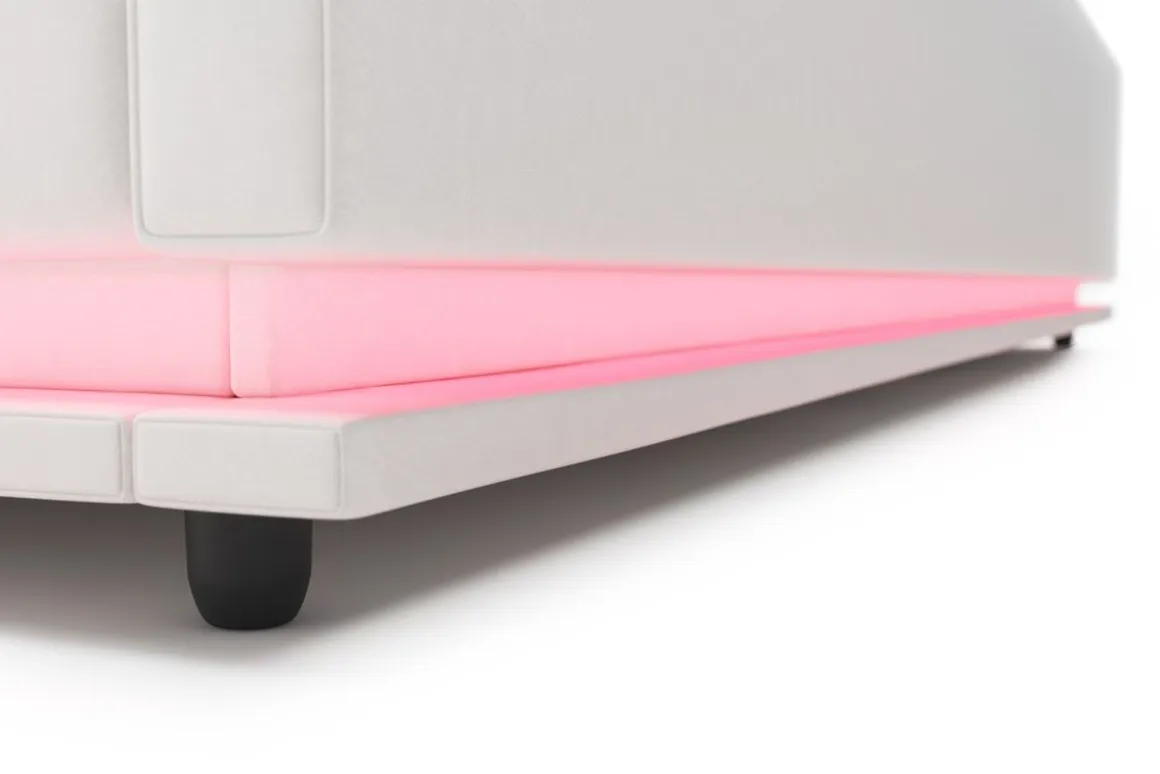Lederbett LED STARDUST 140 x 200 cm weiss