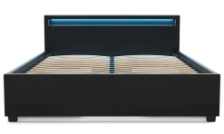 Lederbett LED TRANCE 160 x 200 cm schwarz