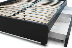 Lederbett LED TRANCE 160 x 200 cm schwarz