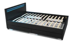Lederbett LED TRANCE 140 x 200 cm schwarz
