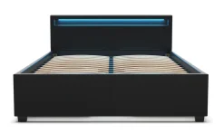 Lederbett LED TRANCE 140 x 200 cm schwarz