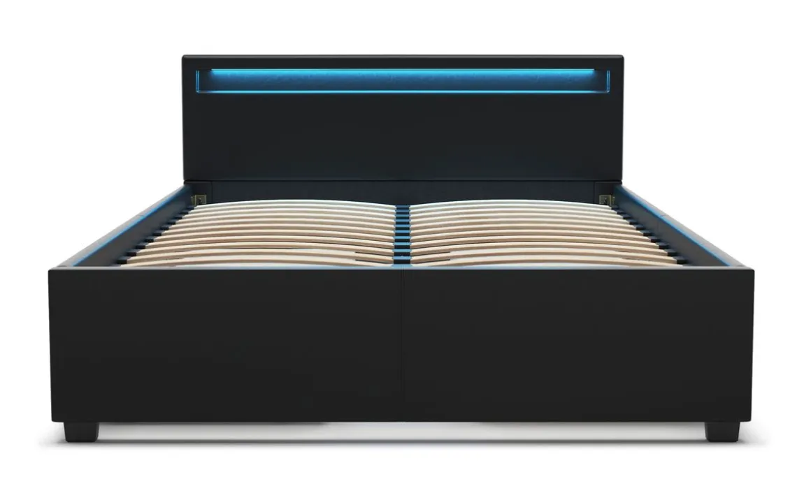 Lederbett LED TRANCE 140 x 200 cm schwarz