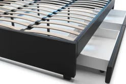 Lederbett LED TRANCE 180 x 200 cm schwarz