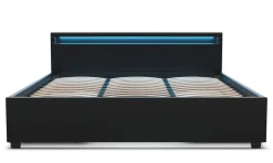 Lederbett LED TRANCE 180 x 200 cm schwarz