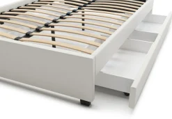 Lederbett LED TRANCE 140 x 200 cm weiss