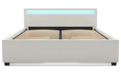 Lederbett LED TRANCE 160 x 200 cm weiss