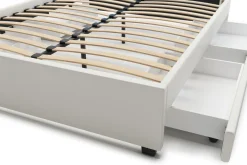 Lederbett LED TRANCE 160 x 200 cm weiss