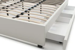 Lederbett LED TRANCE 180 x 200 cm weiss