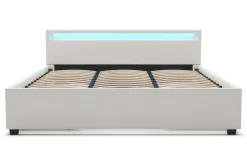 Lederbett LED TRANCE 180 x 200 cm weiss