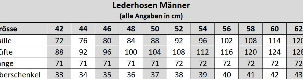 Lederhose Grösse 60
