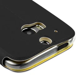 Ledertasche HTC One M8 schwarz/gelb
