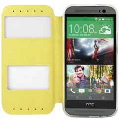 Ledertasche HTC One M8 schwarz/gelb