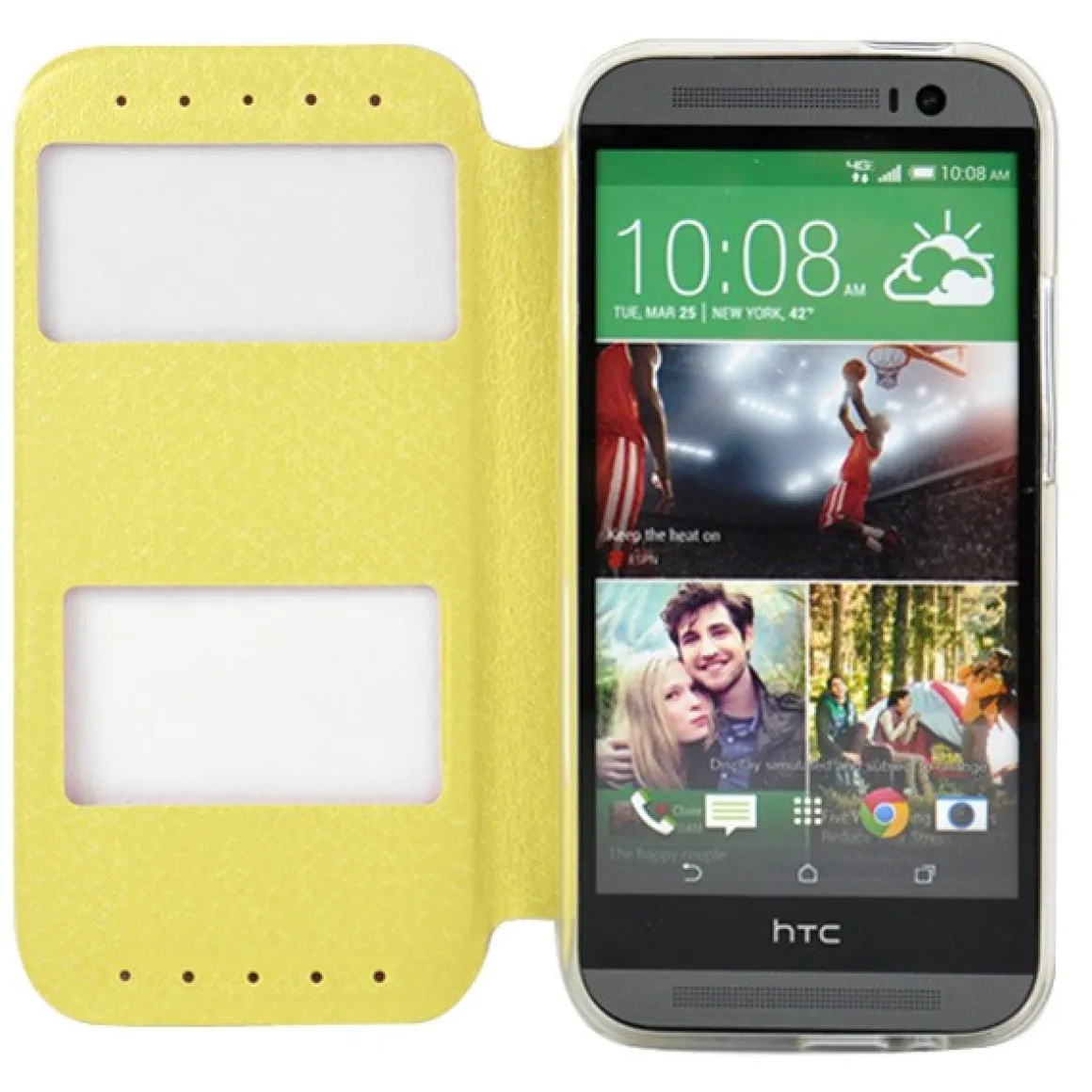 Ledertasche HTC One M8 schwarz/gelb