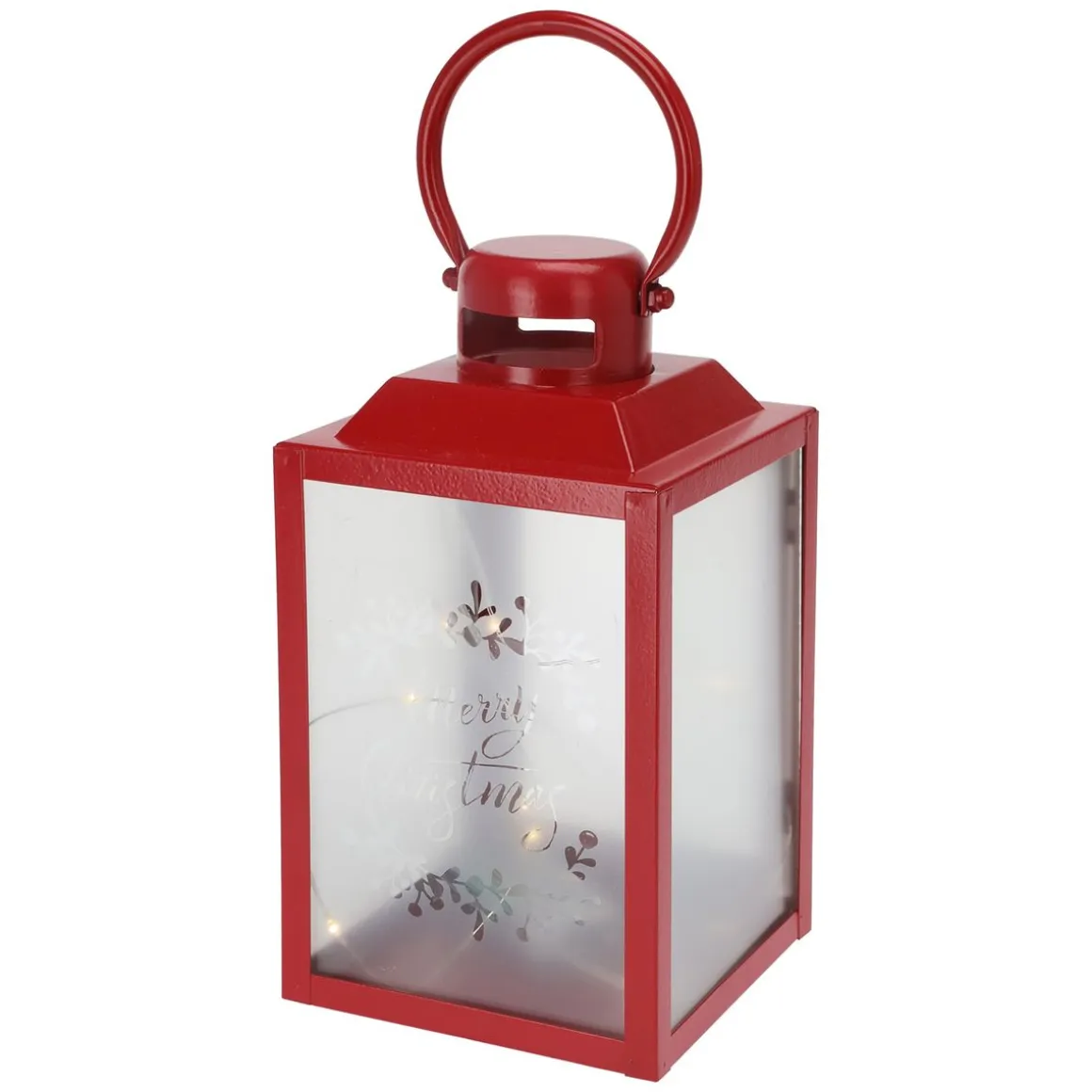 LED Laterne MERRY CHRISTMAS 13 x 24 cm rot