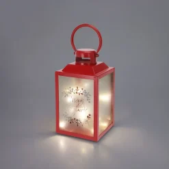 LED Laterne MERRY CHRISTMAS 13 x 24 cm rot