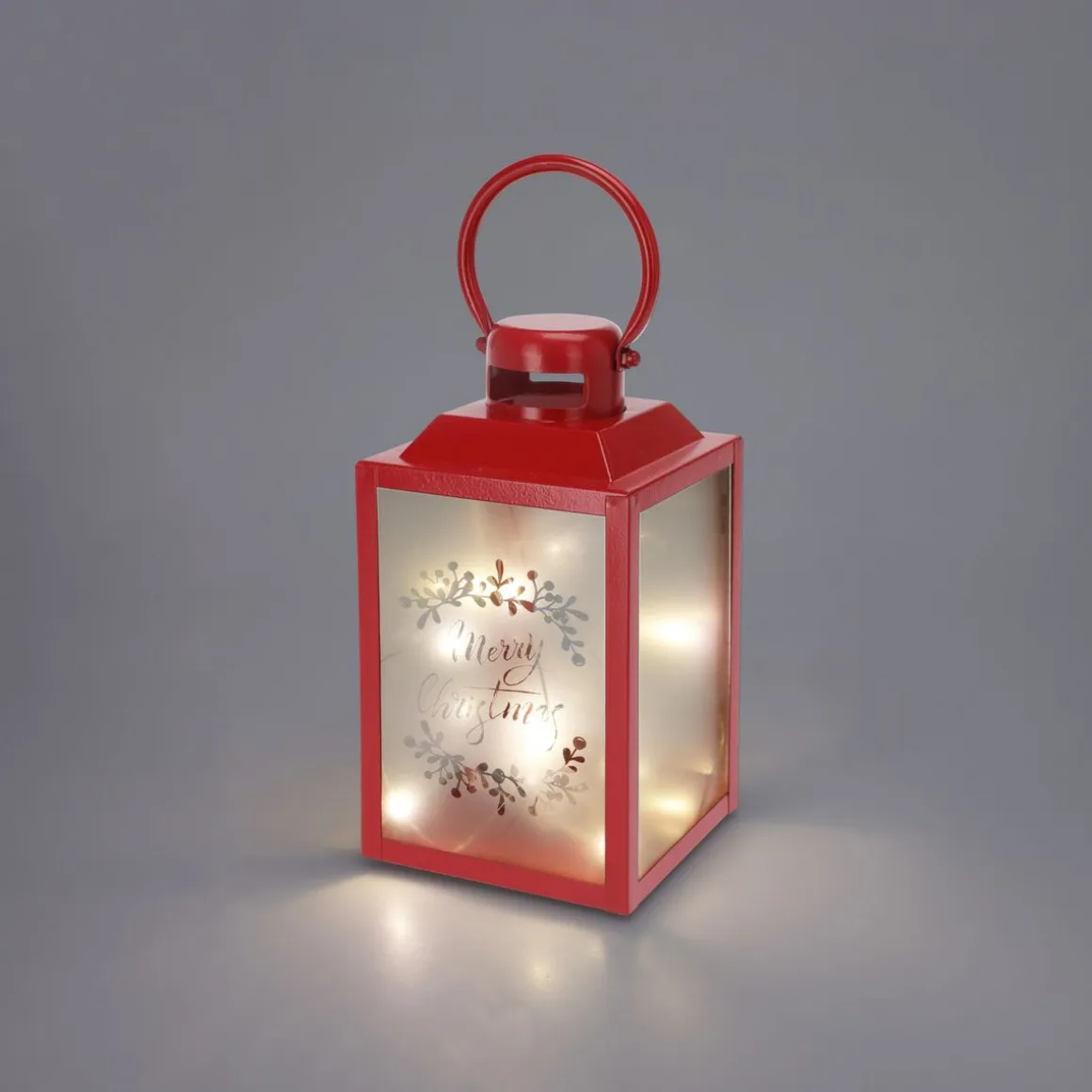 LED Laterne MERRY CHRISTMAS 13 x 24 cm rot