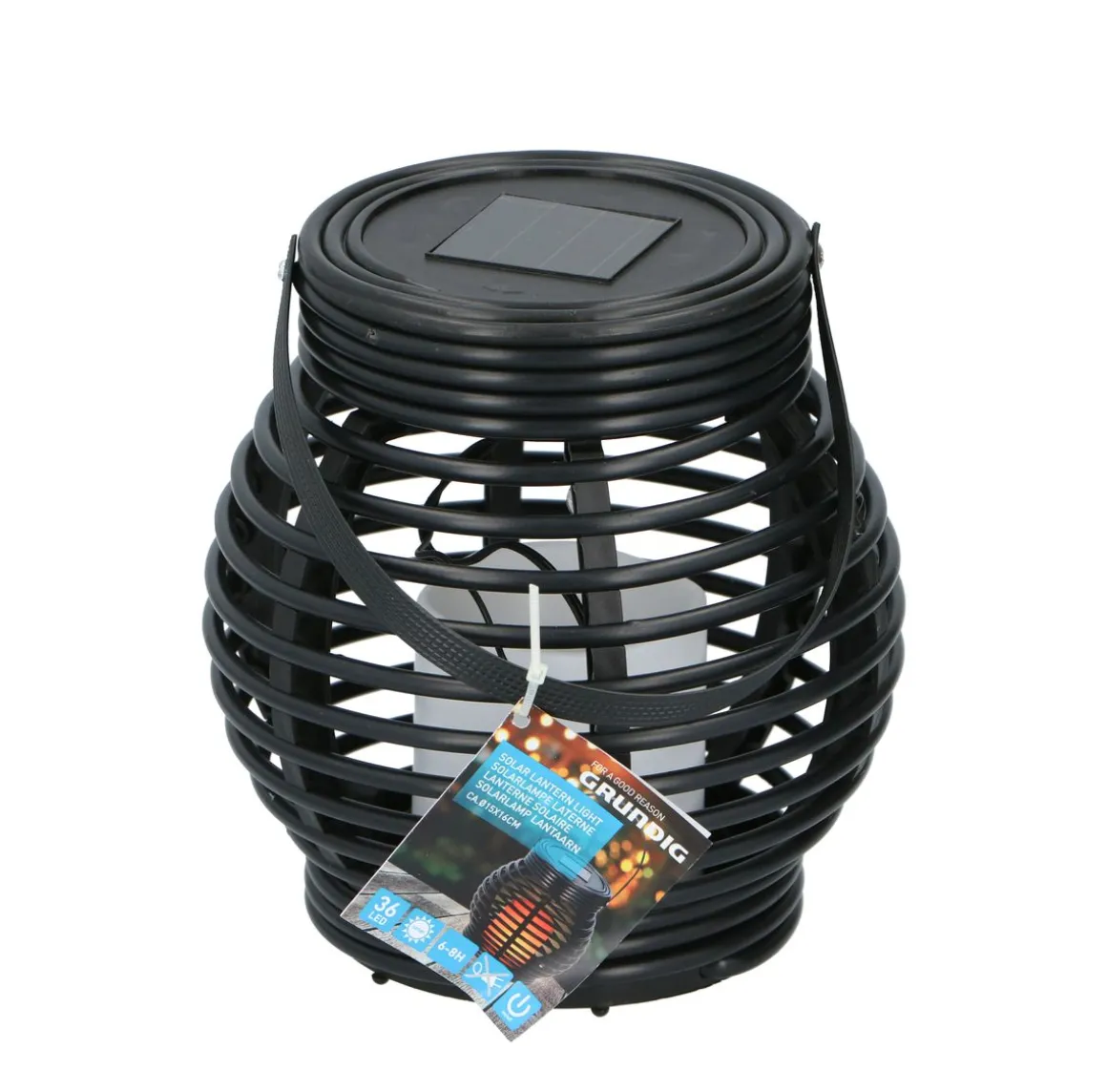 LED Laterne Solar 15 x 16 cm schwarz