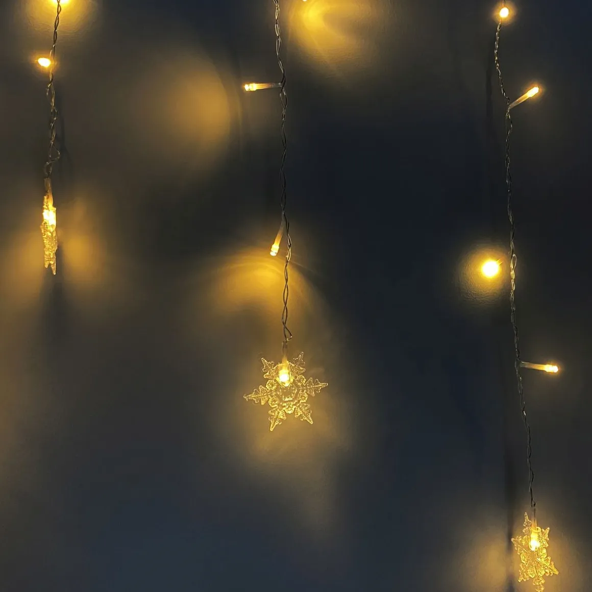 LED Lichtervorhang Schneeflocken 3.5 m warmweiss