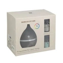LED Luftbefeuchter 10 x 16 cm mit Duftöl dunkelbraun