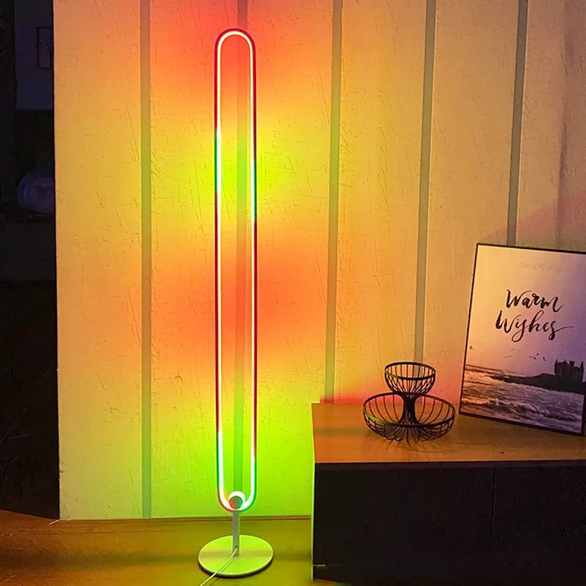 LED RGB Stehlampe LEANO weiss