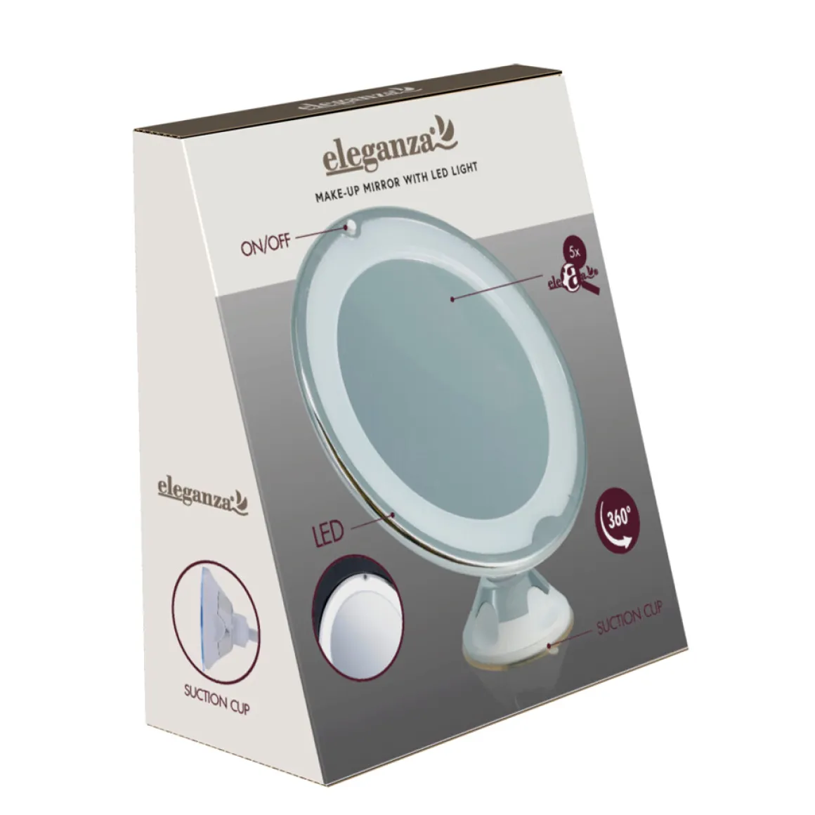 LED Schminkspiegel 20 x 22 cm silber/weiss