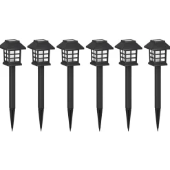 LED Solarlampe 38 cm 6er Set schwarz