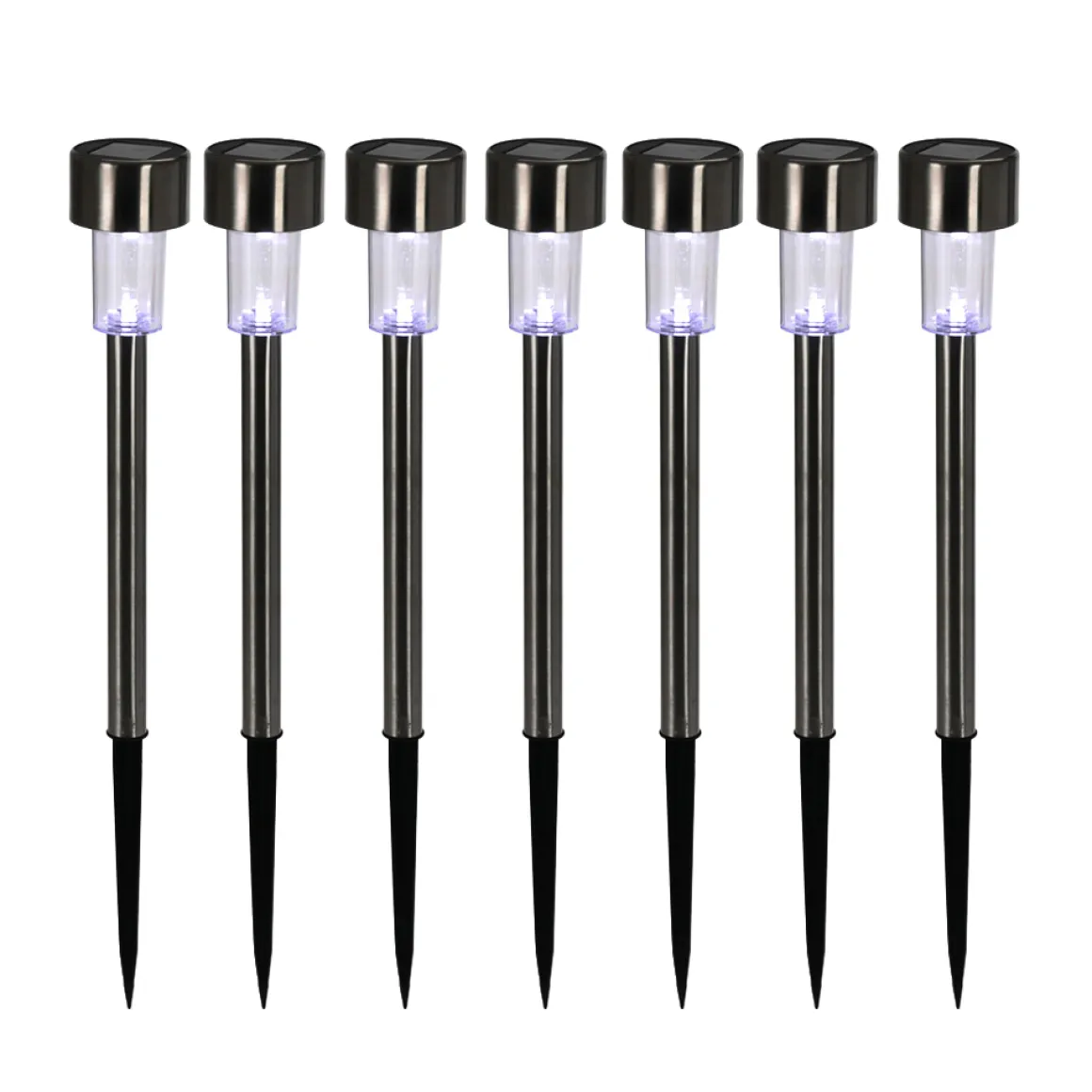 LED Solarlampe Edelstahl Set 7-teilig 37 cm