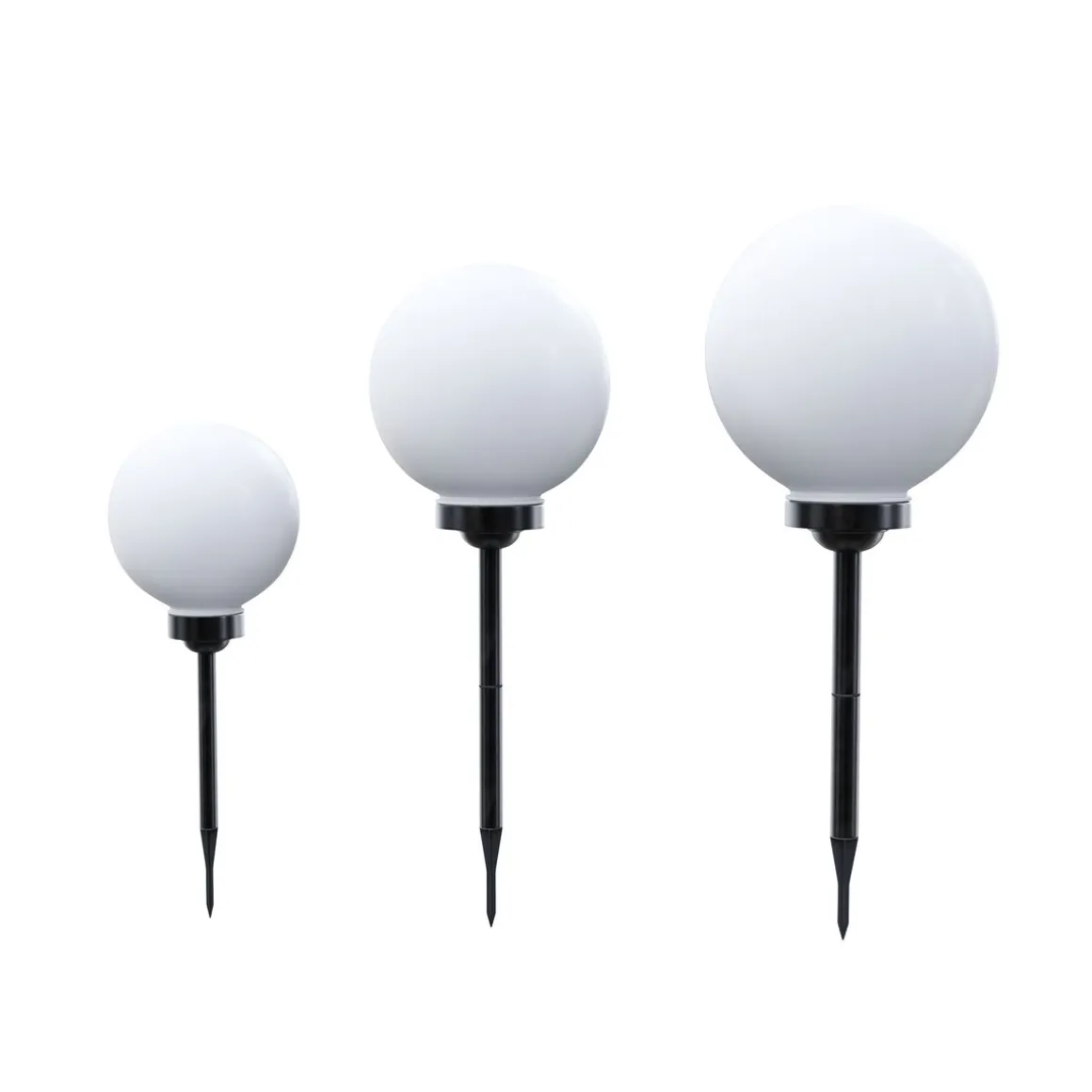LED Solarlampe rund Set 3-teilig 20 / 25 / 30 cm