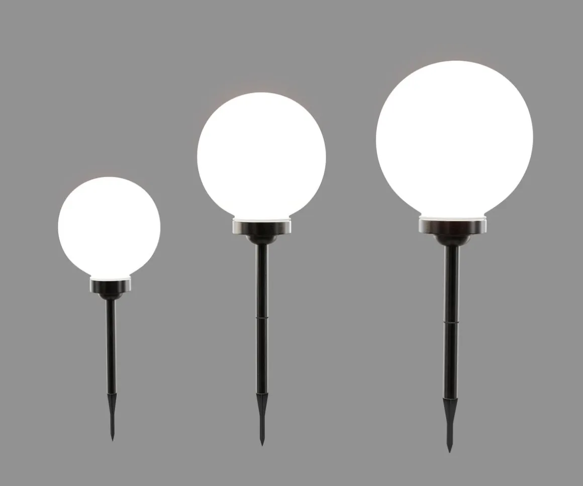 LED Solarlampe rund Set 3-teilig 20 / 25 / 30 cm