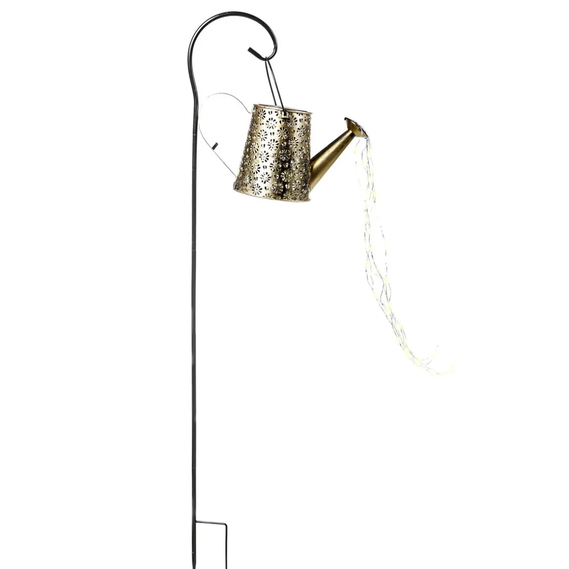 LED Solarlaterne Giesskanne Metall gold
