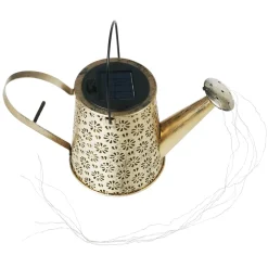 LED Solarlaterne Giesskanne Metall gold