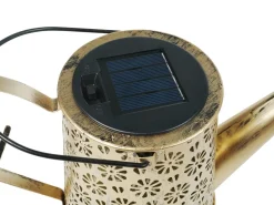 LED Solarlaterne Giesskanne Metall gold