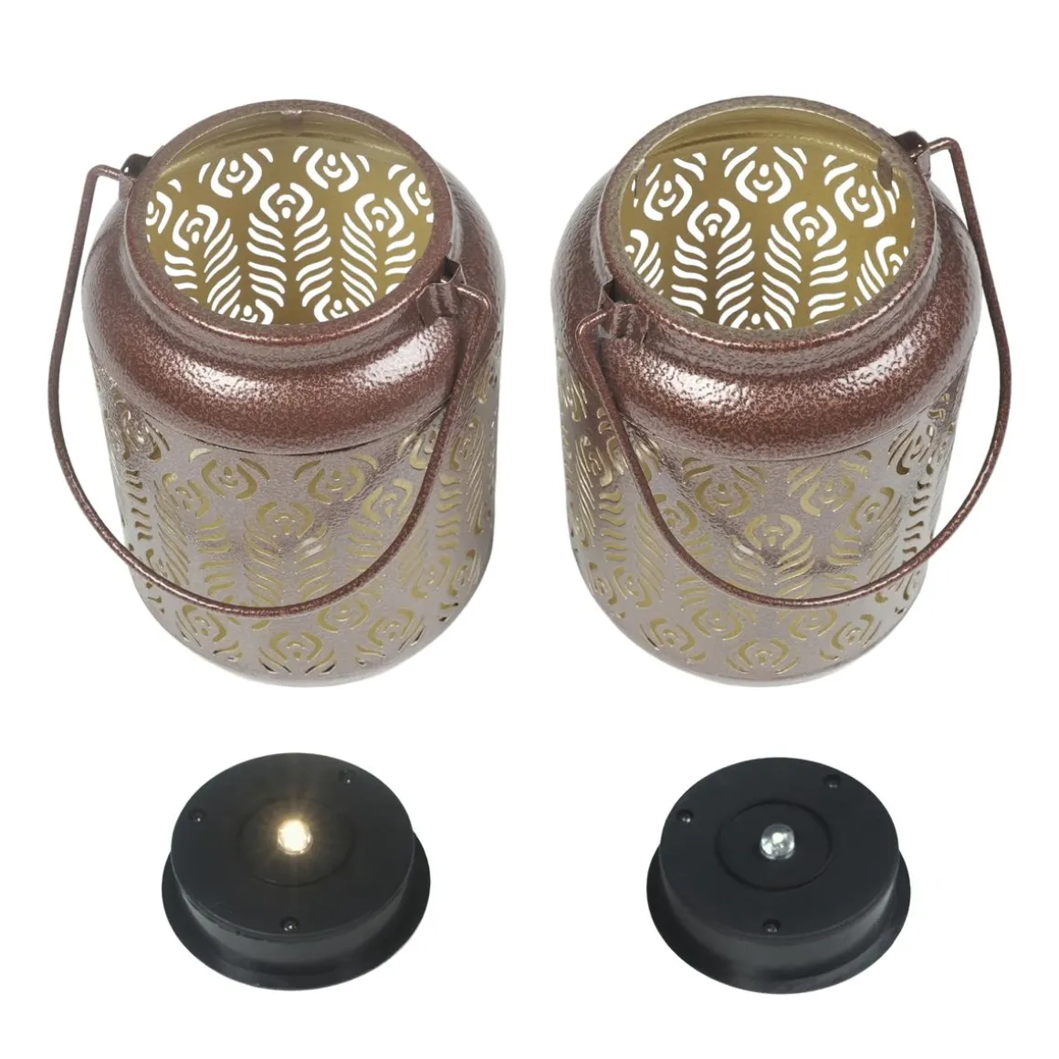 LED Solar Laterne SIYAH 2er Set 15 x 23 cm braun