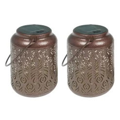 LED Solar Laterne SIYAH 2er Set 15 x 23 cm braun