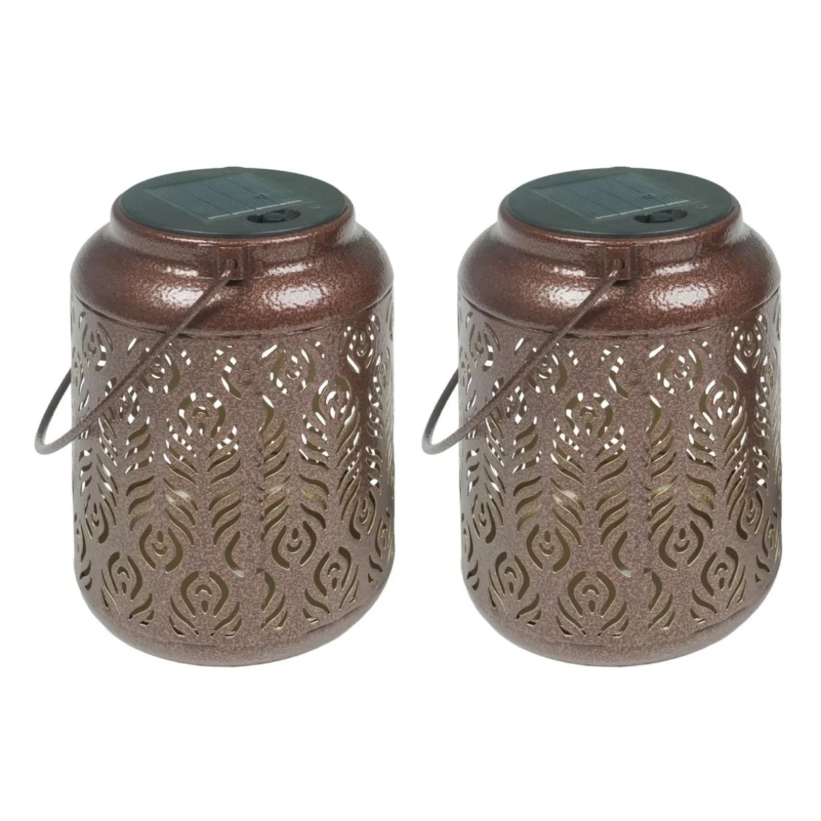 LED Solar Laterne SIYAH 2er Set 15 x 23 cm braun