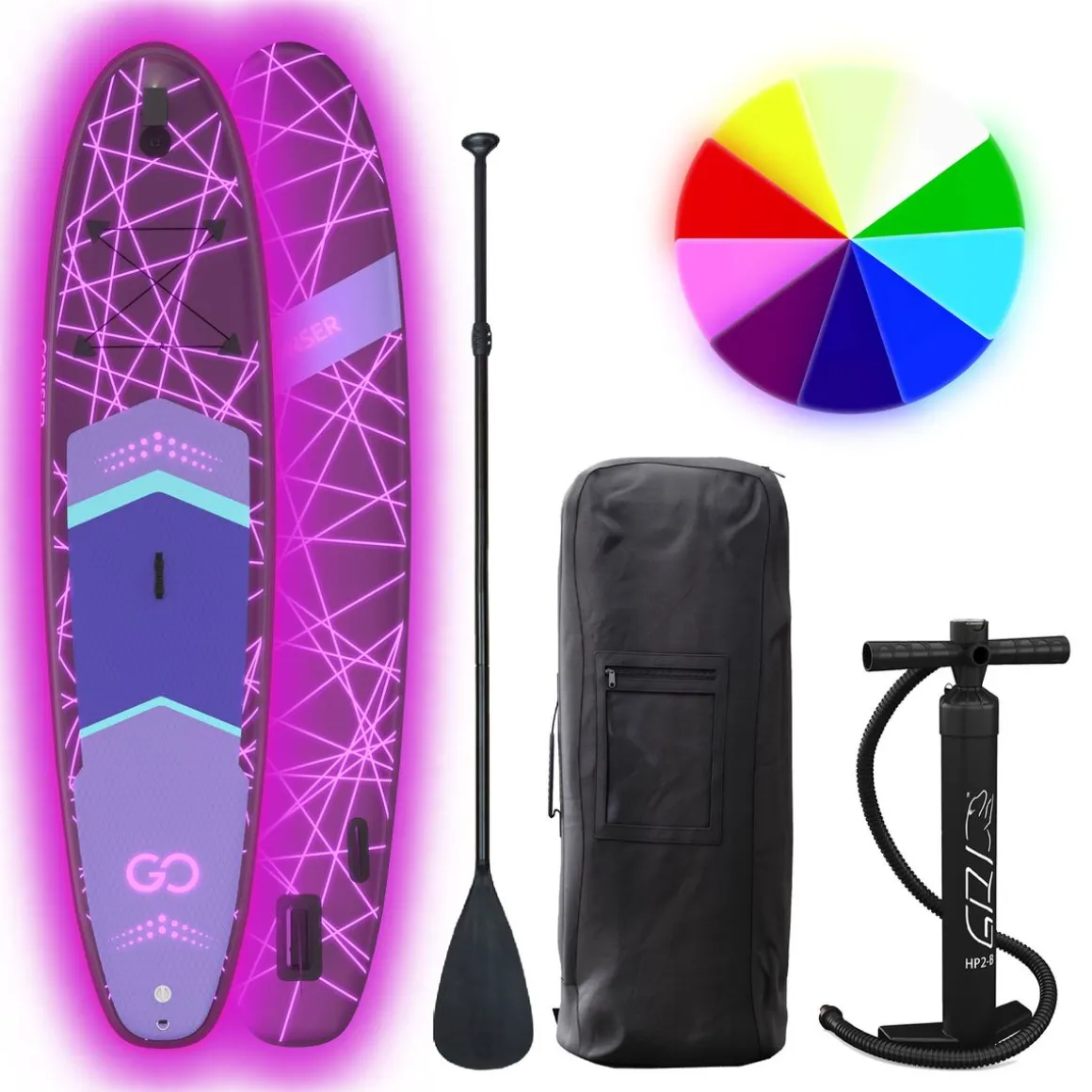 LED Stand Up Paddle LASER 320 cm violett