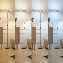 LED Stehlampe DIRETO dimmbar silber