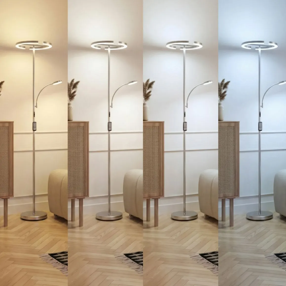 LED Stehlampe DIRETO dimmbar silber
