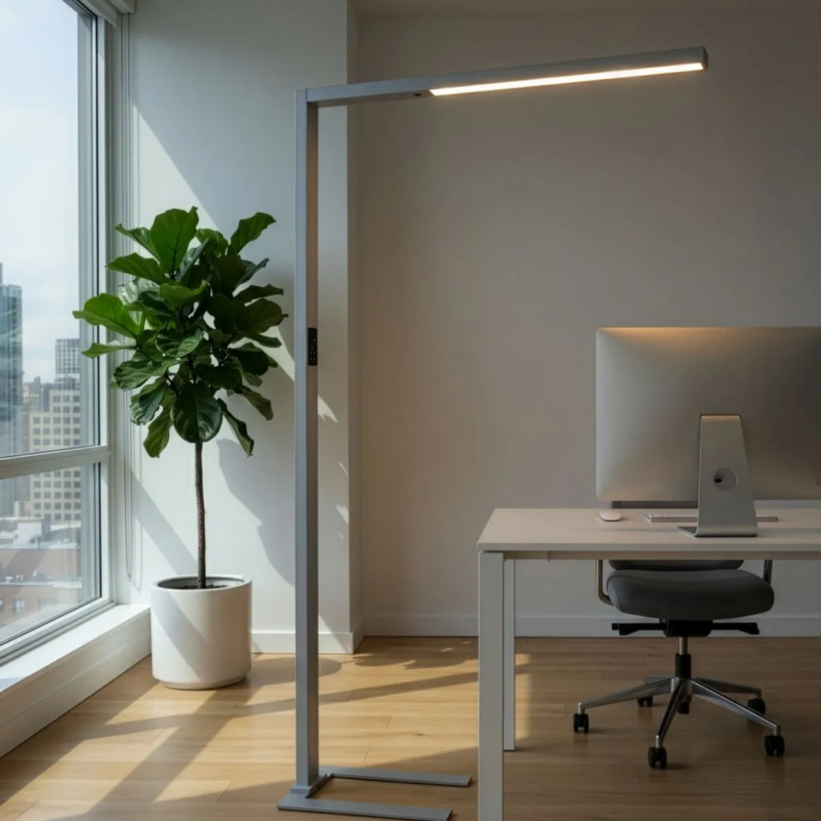 LED Stehlampe LUAN dimmbar mit Bewegungsmelder silber