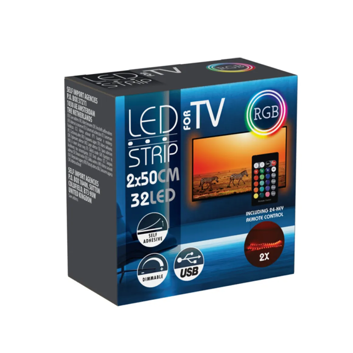 LED Streifen 2 x 50 cm bunt