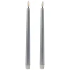 LED Tischkerze 27 cm 2er Set silber
