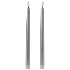 LED Tischkerze 27 cm 2er Set silber