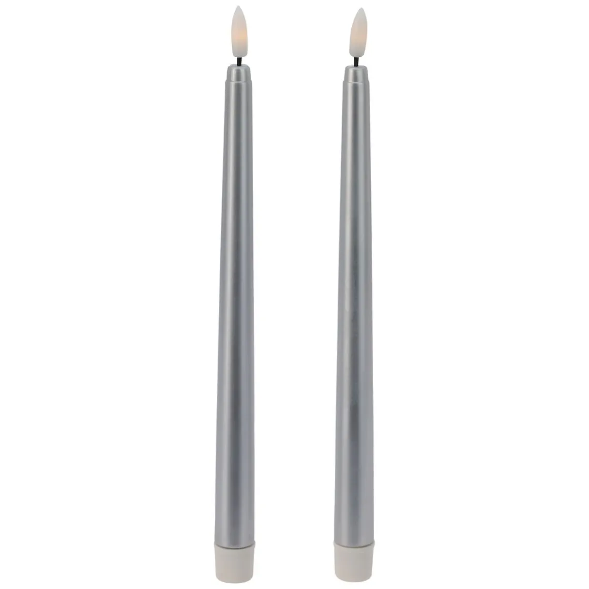 LED Tischkerze 27 cm 2er Set silber
