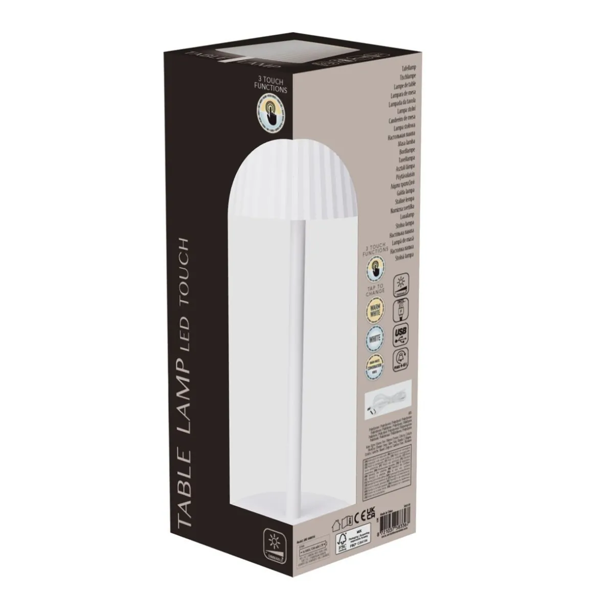 LED Tischlampe dimmbar 9 x 27 cm weiss