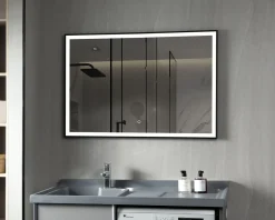LED Wandspiegel 110 x 75 cm schwarz