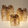 LED Weihnachtsdeko Geschenke Set 3-teilig gold