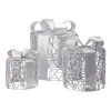 LED Weihnachtsdeko Geschenke Set rund 3-teilig silber